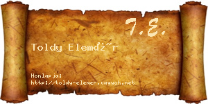 Toldy Elemér névjegykártya